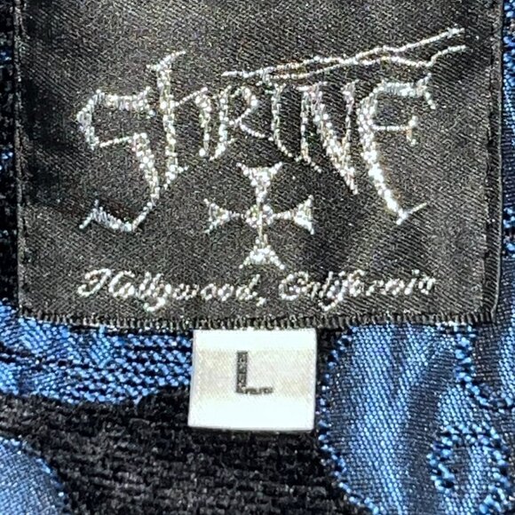 GOTH SHRINE BLACK FOREST MAXI COAT - BLUE/BLACK TAPESTRY - SOLD OUT - NWOT - L - Picture 14 of 15